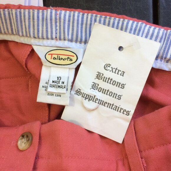 Talbots Vintage Y2K Tangerine Pleated Pants Size 10 NWOT Cotton Trousers Career - Picture 4 of 4